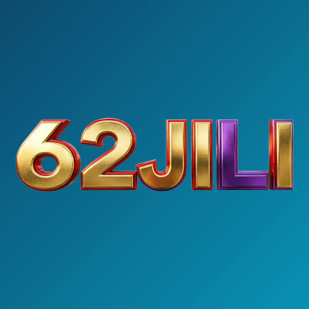 Bright premium 62JILI logo with thick uppercase typography in vivid gold, red, and purple colors, featuring a polished metallic finish and strong visual impact on a transparent background